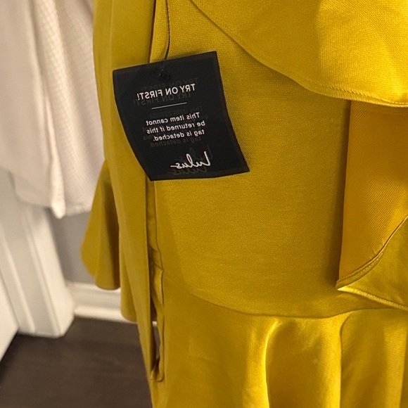 Lulu's Yellow Gold Ruffle Mini Dress - Picture 5 of 6